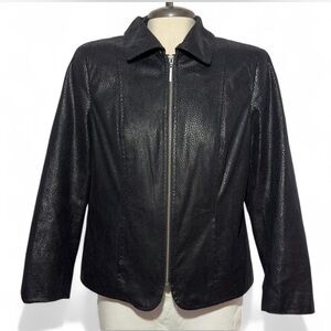 TanJay Black Textured Zip Jacket Minimal Classic